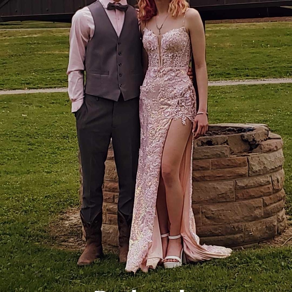 Sherri Hill Pink Lace Prom Dress